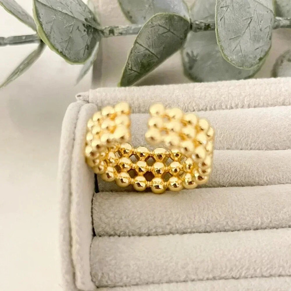 925 Sterling Silver Minimalist Bead Ring Layer Ring Band Silver or Gold Ring - Picture 9 of 10